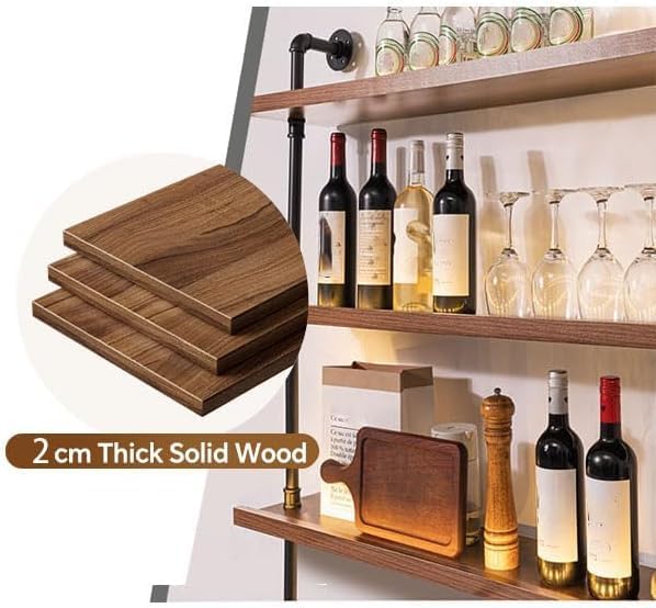47.2" Solid‑Wood LED Wall‑Mounted Wine Rack
