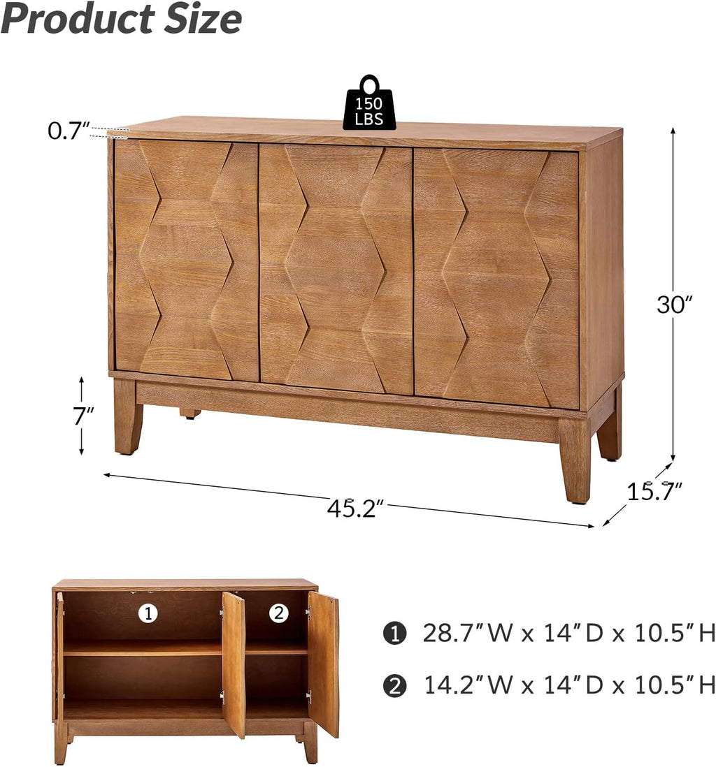 Seadrift 3D‑Geometric Sideboard Cabinet