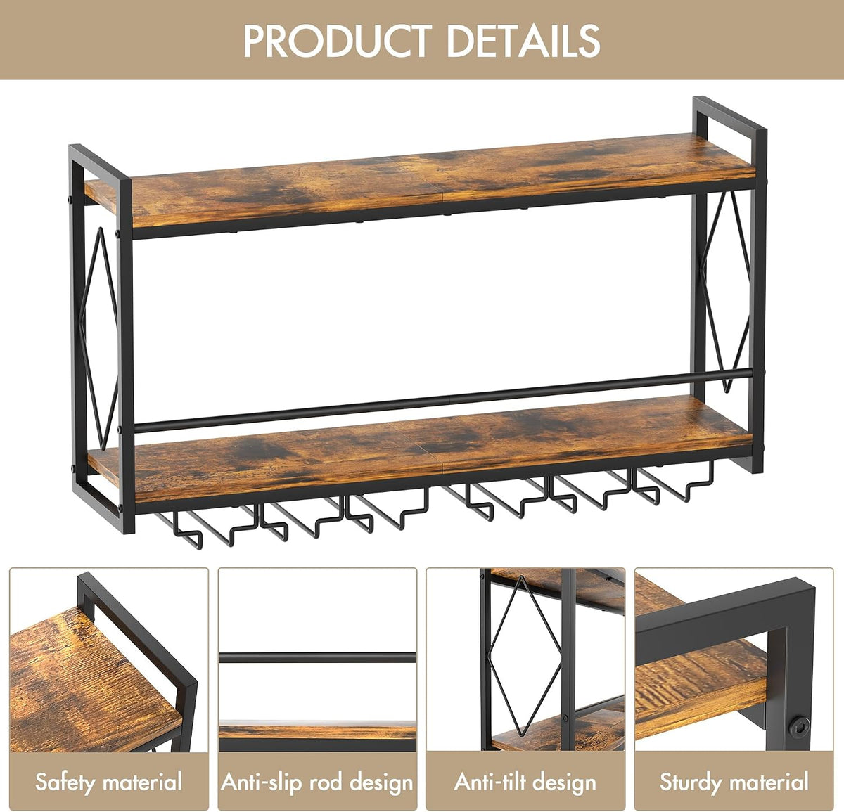 LED Wall‑Mounted Wine & Glass Rack