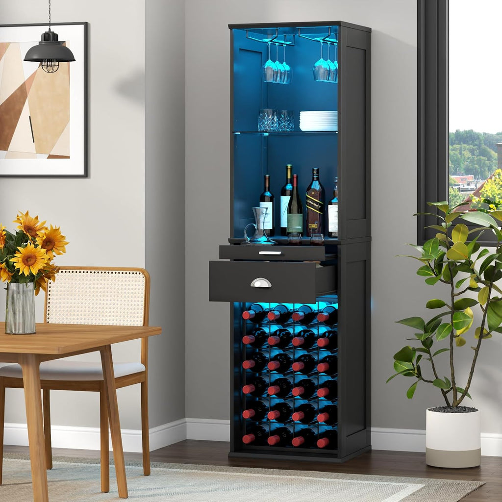 65" Tall LED Wine Bar Cabinet