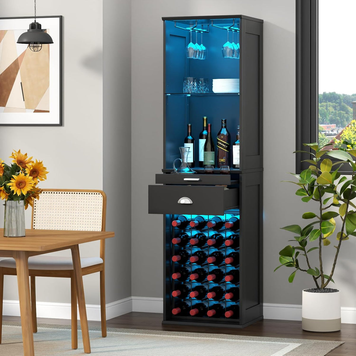 65" Tall LED Wine Bar Cabinet