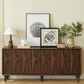 62.99" Walnut Solid‑Wood Leg Sideboard Cabinet