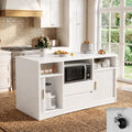 47" Rolling Kitchen Island With Power Outlet & LED Lights