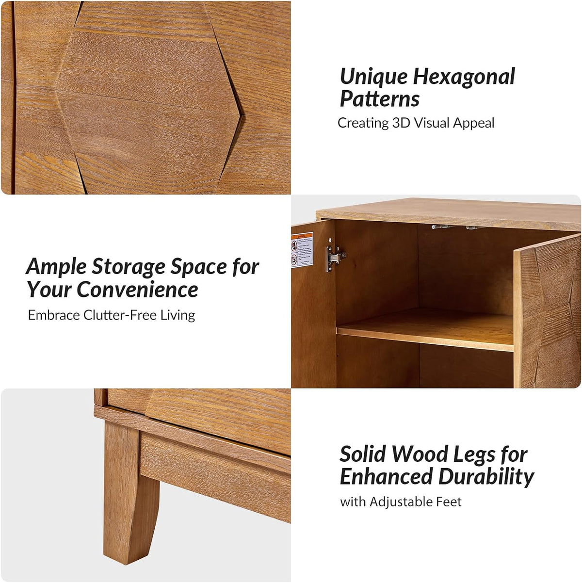 Seadrift 3D‑Geometric Sideboard Cabinet