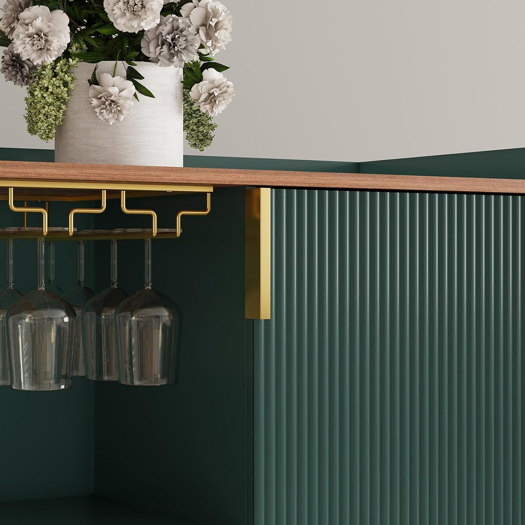 48" Green Fluted Wine Bar Cabinet