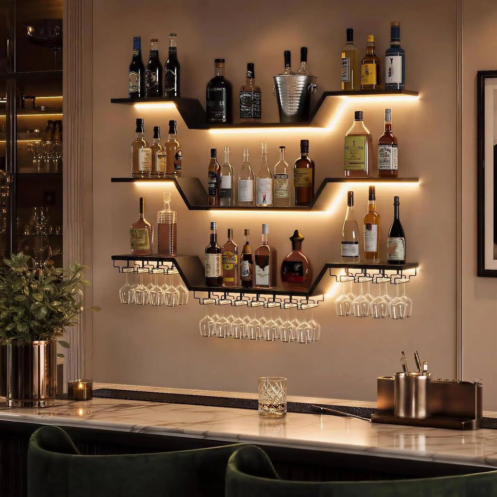 Wall Mounted Wine Rack with LED Lights