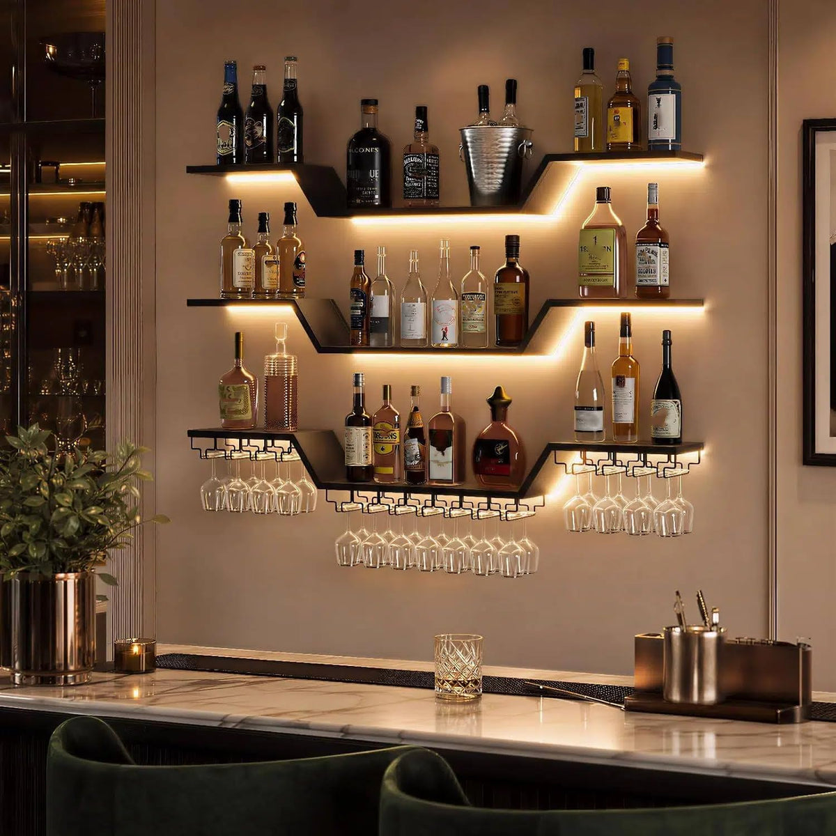 Wall Mounted Wine Rack with LED Lights