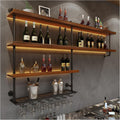 Solid‑Wood LED Wall‑Mounted Wine Rack 51.2"