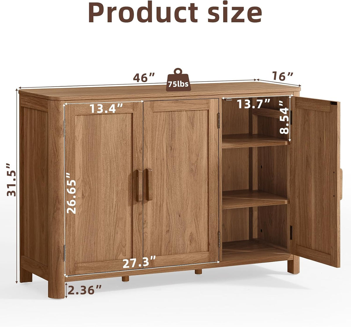46" Arc‑Shaped Sideboard Cabinet