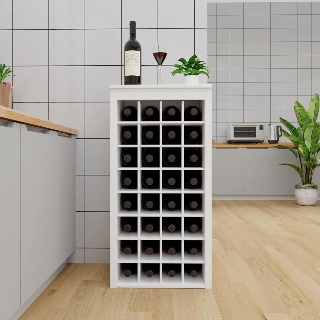 8‑Tier White Wood Wine Rack