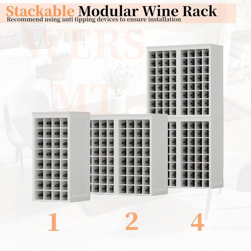 8‑Tier White Wood Wine Rack