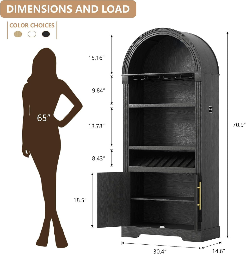 71" Black Arched Wine Bar Cabinet