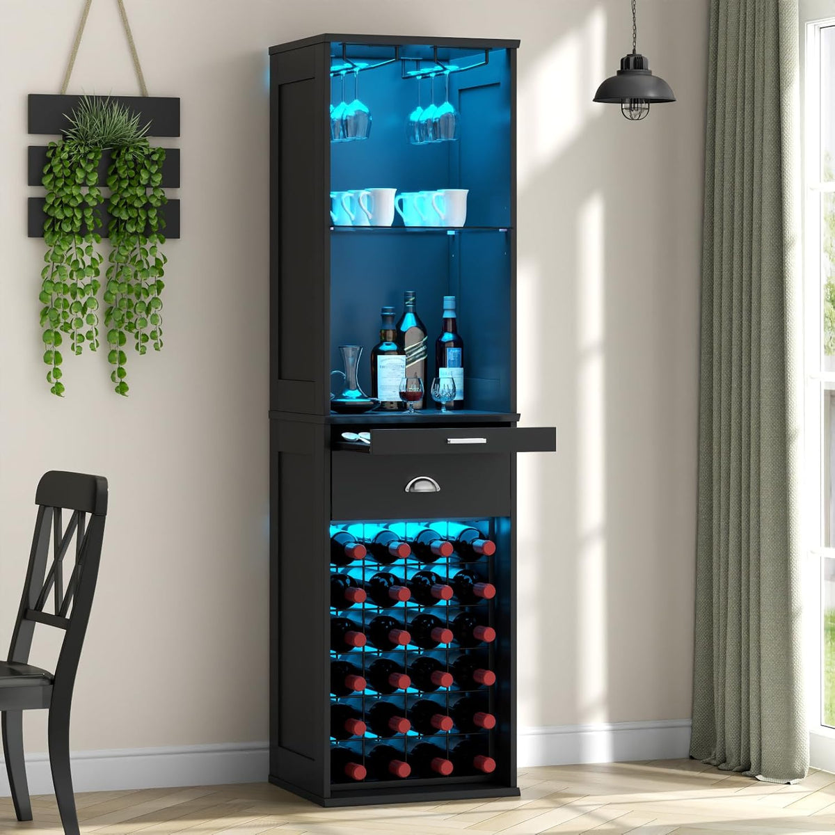 65" Tall LED Wine Bar Cabinet