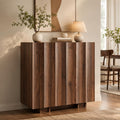 30.8" Walnut Wave‑Design Sideboard Cabinet