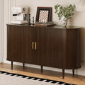 55" Walnut Fluted Tambour‑Door Sideboard Cabinet