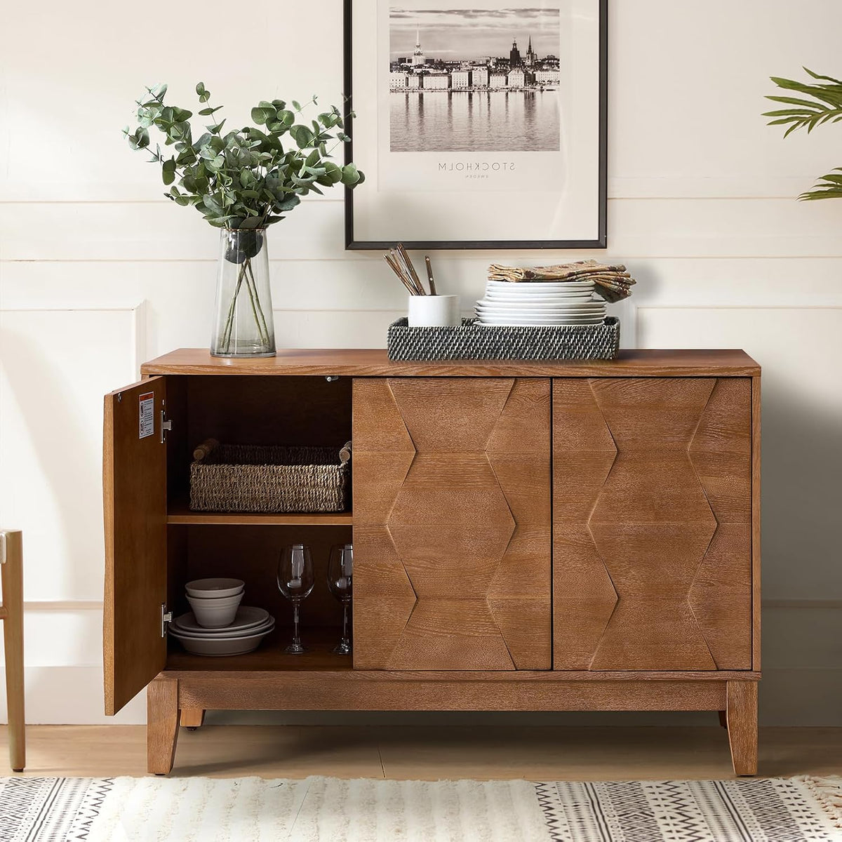 Seadrift 3D‑Geometric Sideboard Cabinet