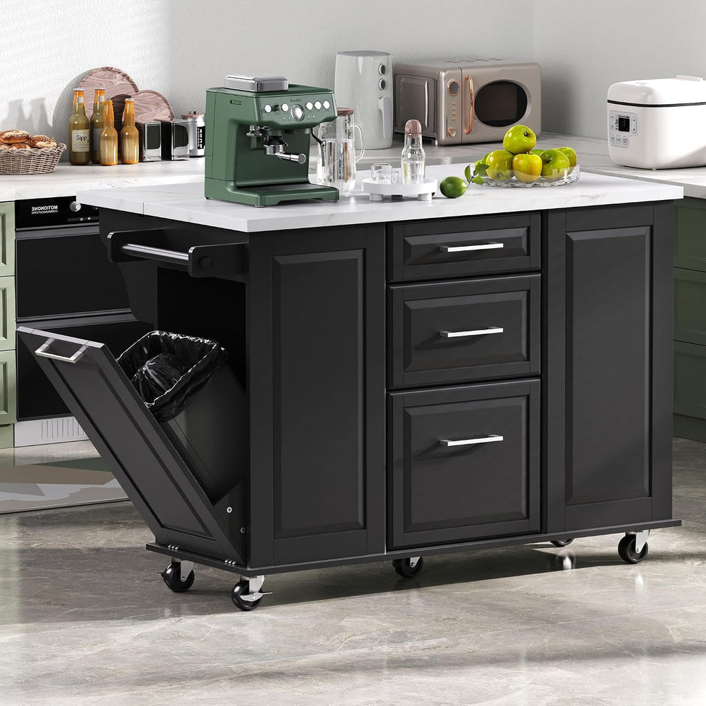 Top Kitchen Island With Trash‑Can Cabinet