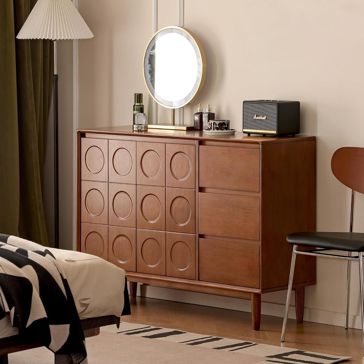 47" Teak Solid‑Wood Mid‑Century Sideboard Cabinet