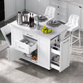 50.7" White Rolling Faux‑Marble Kitchen Island Cart