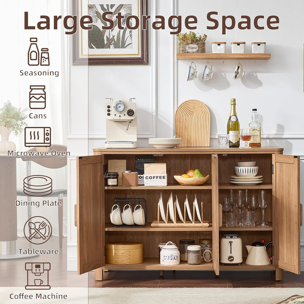46" Arc‑Shaped Sideboard Cabinet