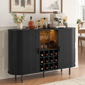 55‑Inch Black LED Fluted Wine Bar Cabinet