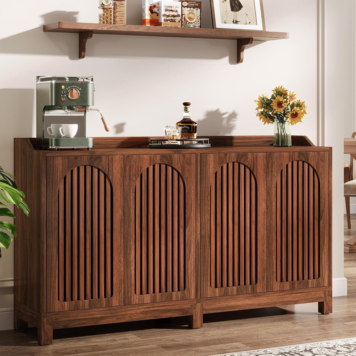 57" Walnut Farmhouse Sideboard Cabinet