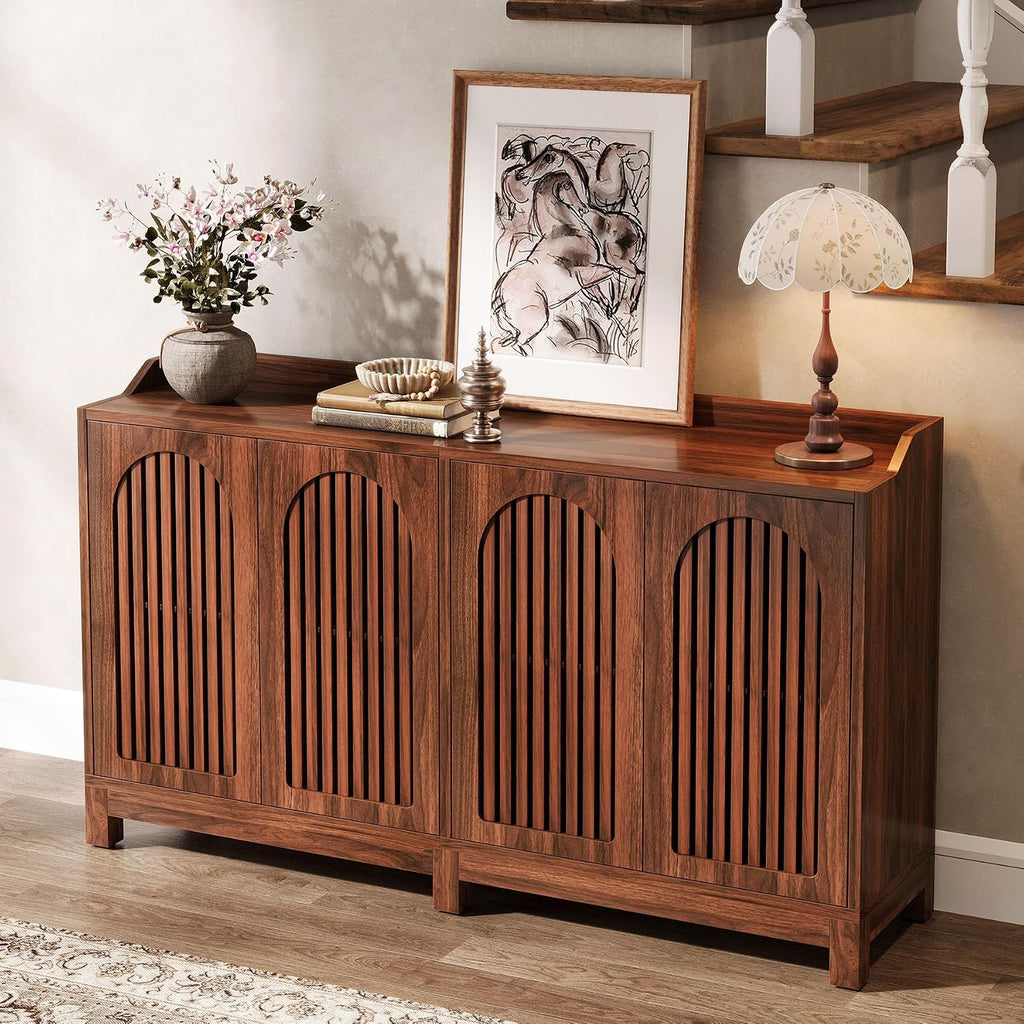 57" Walnut Farmhouse Sideboard Cabinet