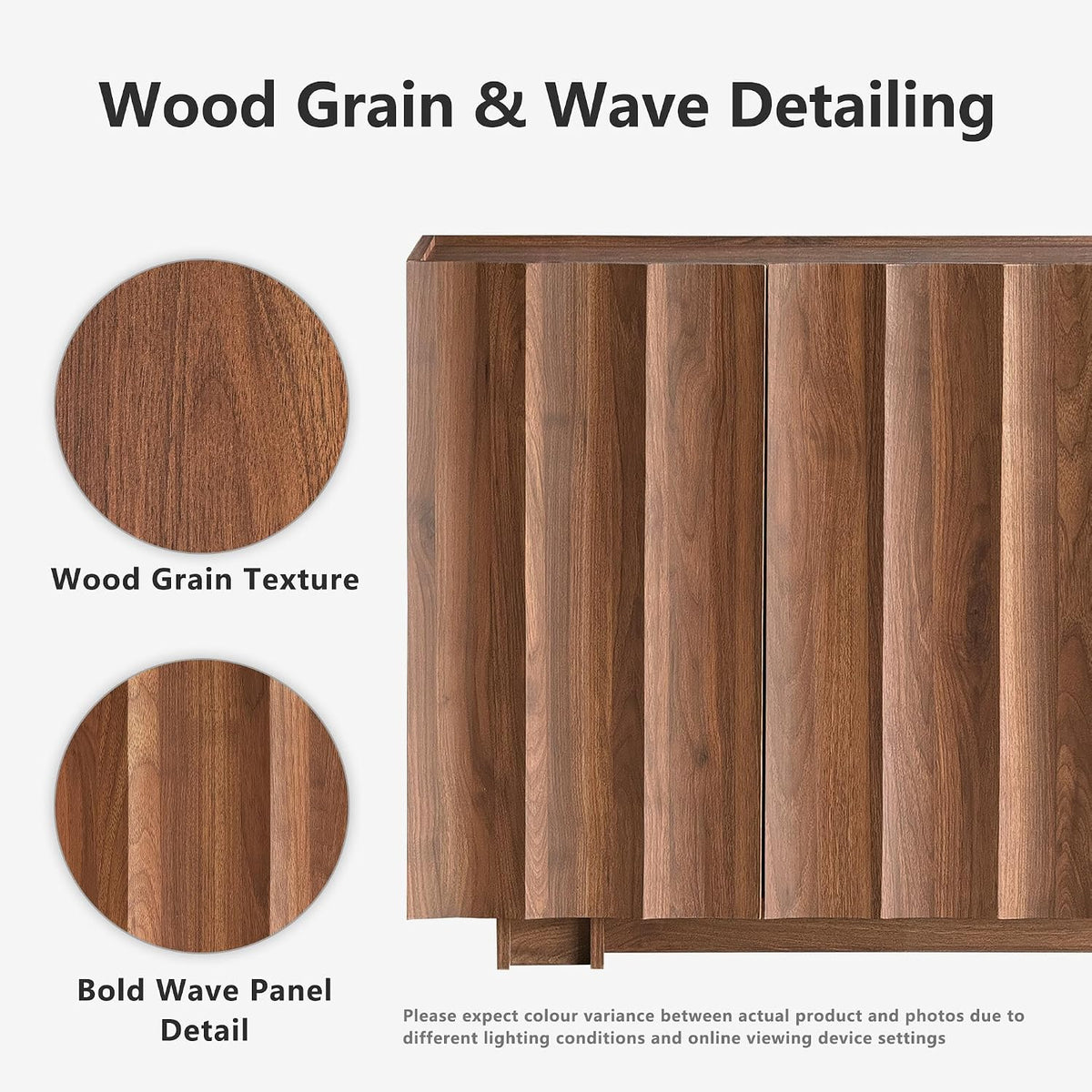61.7" Walnut Fluted Sideboard Cabinet
