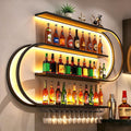 59" Black LED Wall‑Mounted Wine Rack