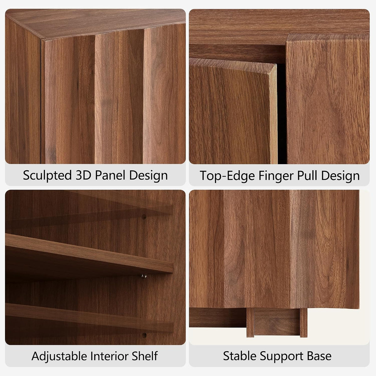 61.7" Walnut Fluted Sideboard Cabinet