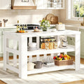 55" Large Faux‑Marble Kitchen Island