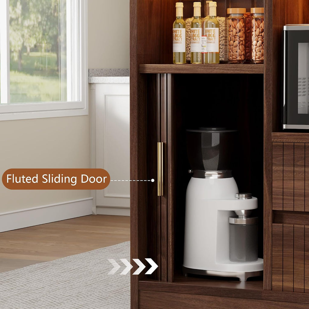 47" Rolling Kitchen Island With Power Outlet & LED Lights