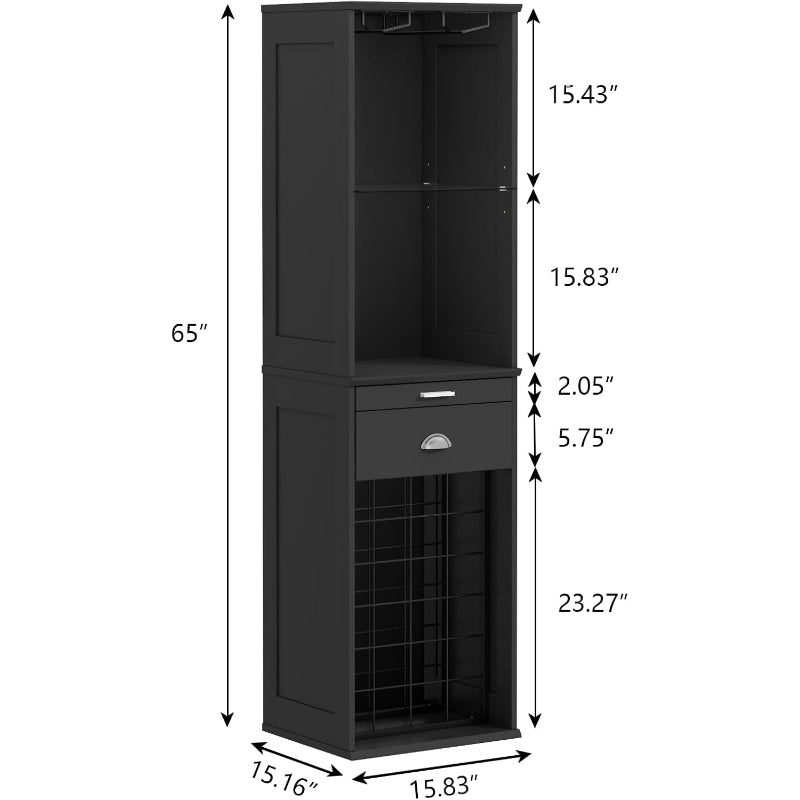 65" Tall LED Wine Bar Cabinet