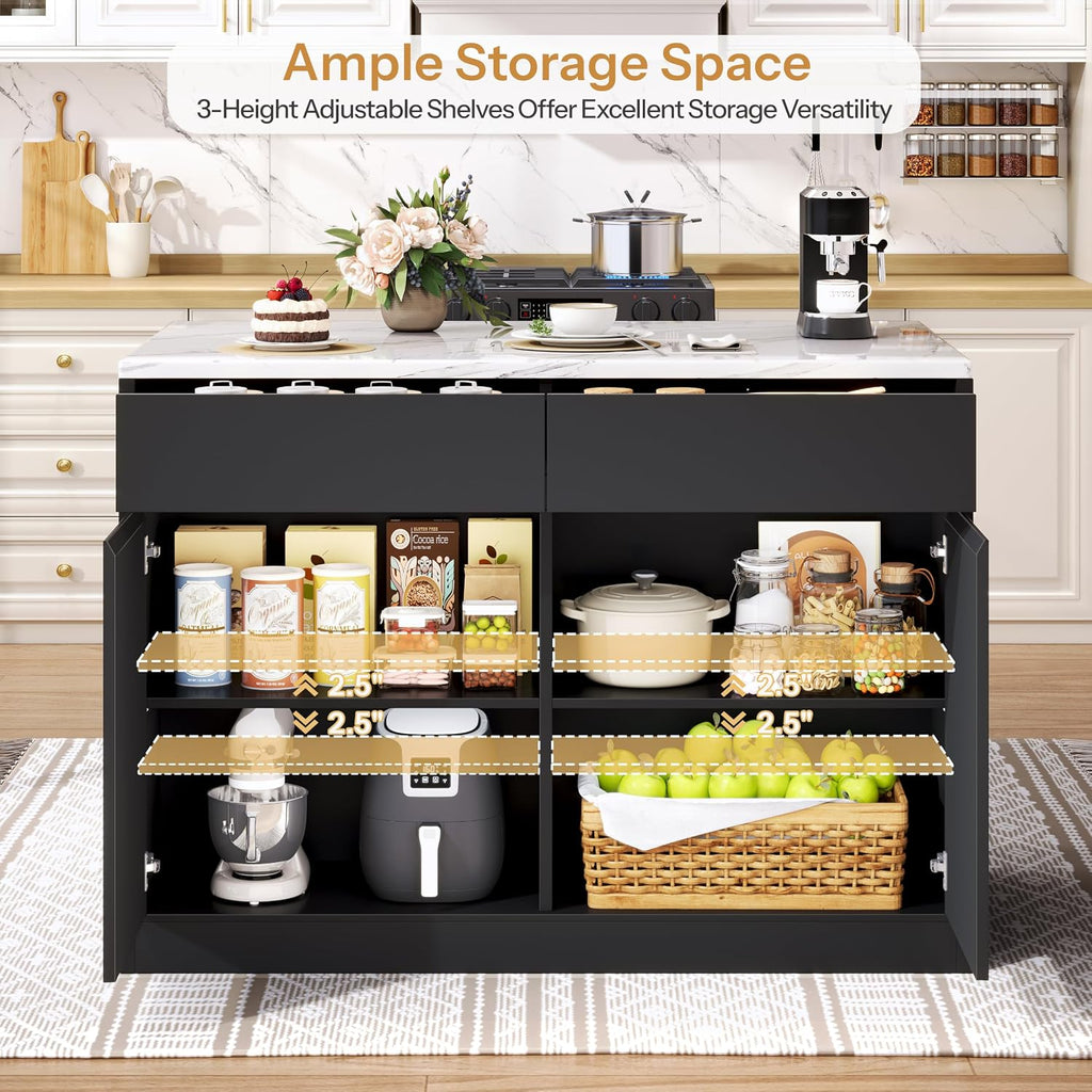 47.2" Large Faux‑Marble Kitchen Island