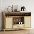 55" Camel Rattan Coffee Bar Cabinet